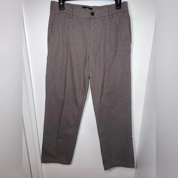 Dockers straight fit D2, 29x29, beige brown houndstooth check print, button zip - Picture 1 of 10